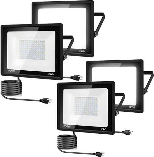 Vista 10 de Paquete de 4 Luces LED de Inundación para Exteriores, Luz de Trabajo LED de 50W 5500lm con Enchufe de EE.UU. de 6FT, Luces de Seguridad Exteriores
