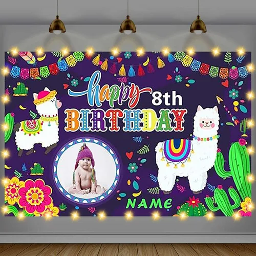 Vista 23 de Cartel de feliz cumpleaños beige personalizado para telón de fondo grande de feliz cumpleaños, globo aerostático, fiesta, interior y exterior