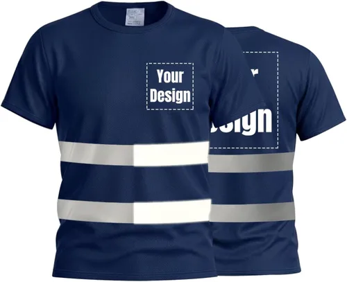 Vista 23 de Camisetas reflectantes de seguridad de alta visibilidad personalizan su logotipo
