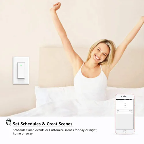 Vista 4 de Interruptor inteligente WiFi de pared, interruptor de luz de pared, compatible con Alexa y Google Home