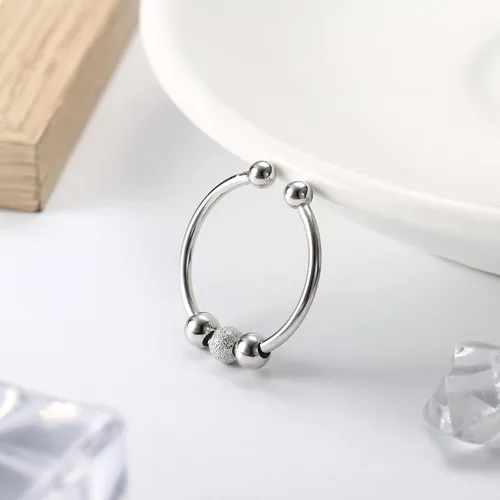 Vista 5 de Sllaiss Anillos de plata de ley 925 antiansiedad para mujeres y hombres chapados en oro de 14 quilates anillos para ansiedad ajustables apilables
