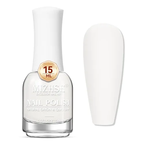 Vista 12 de MIZHSE Translucent Shimmering Nail Polish, Quick Dry Clear Glitter White brillo claro