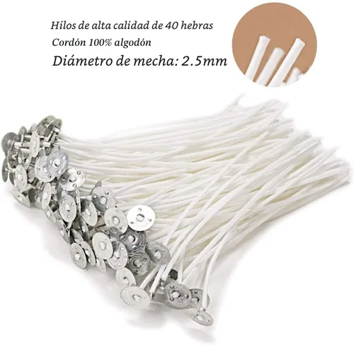 Vista 5 de Mechas naturales EricX Light, 100 unidades, baja emisión de humo, 6 pulgadas, preenceradas y 100% núcleo de algodón natural, para fabricación