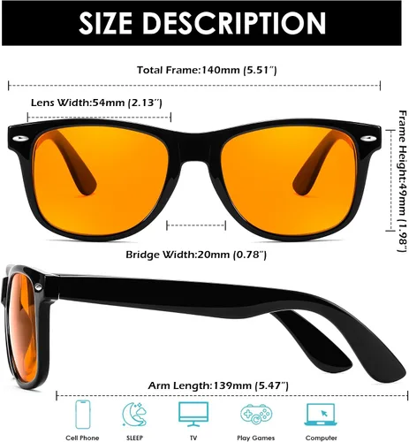 Vista 5 de FEISEDY Orange Blue Light Blocking Glasses for Woman Men Amber Lenses Computer Gaming Glasses for Better Sleep