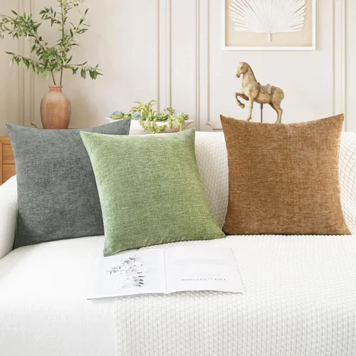 Vista 5 de CaliTime - Paquete de 2 fundas de almohada acogedoras para sofá, decoración del hogar, felpilla suave teñida sólida, 16 x 16 pulgadas, marrón Marrón
