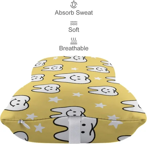 Vista 4 de Supdreamc Lindo patrón dental amarillo para asiento de coche, almohada cervical almohada cervical alivio del dolor de cuello y hombro, cojín