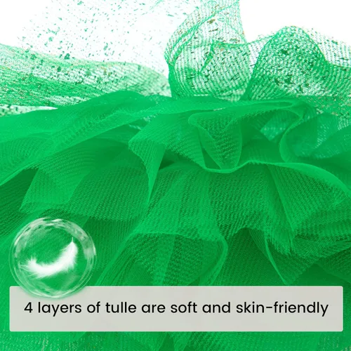 Vista 2 de Simplicity Falda tutú de tul de 4 capas para bebé, 6 meses a 8 años Lentejuelas verde oscuro