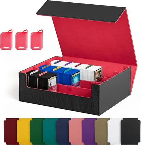 Vista 13 de Caja de almacenamiento de tarjetas UAONO para cartas de intercambio, estuche de cubierta de cartas de comandante de más de 1800 de cuero PU, soporte