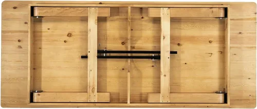 Vista 6 de Flash Furniture HERCULES - Mesa de granja plegable rectangular de pino macizo rústico antiguo de 8' x 40", color natural claro Grado comercial