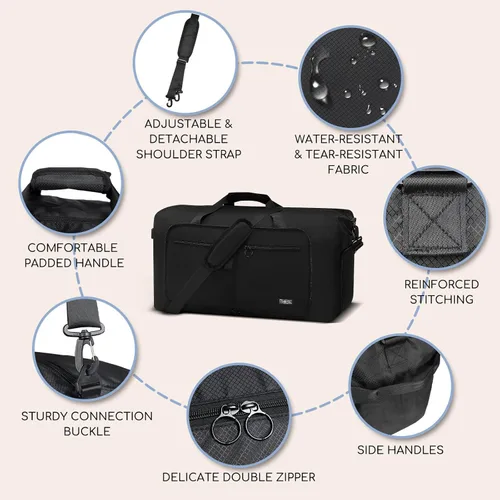 Vista 5 de Fmeida Bolsa de lona 65L, 65L-Negro, Bolsa de lona con compartimento para zapatos