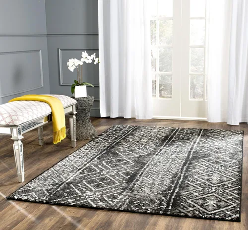 Vista 39 de SAFAVIEH Alfombra de área 8x10 - Colección Adirondack - Grande - Negro y plateado, diseño marroquí bohemio, no suelta pelusa y fácil de limpiar