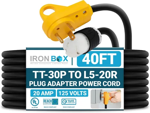 Vista 17 de IronBox Electric TT-30P a TT-30R - Adaptador y extensión - 30A, 125V, 10/3 SOOW - Cable adaptador de conector de enchufe resistente, cable