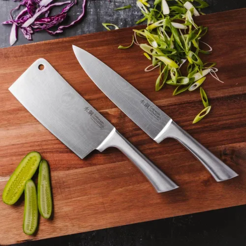 Vista 6 de CUISINE: PRO® Damashiro® Cuchillo de chef (8 pulgadas, individual) – Acero japonés de primera calidad, hoja afilada, mango ergonómico, cuchillo