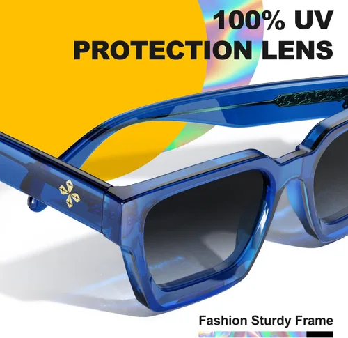 Vista 87 de VISOONE Moda 100% UV400 Protección Rectángulo TR90 Y2K Gafas de sol Accesorios para Mujeres Hombres RIVER, Transparente/Gris Rosa