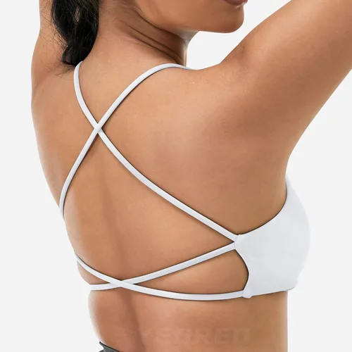 Vista 5 de YEOREO Pearl - Brasier deportivo para mujer, con tirantes cruzados, espalda cruzada, espalda descubierta, extraíble, acolchado, para yoga