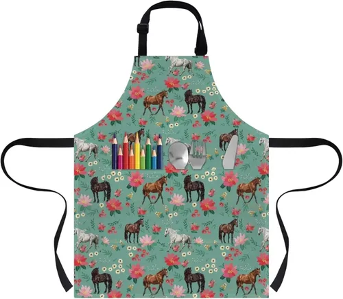 Vista 9 de Cozeyat Delantales de cocina para niños y niñas, delantales de pintura con bolsillos, delantales ligeros con correa ajustable