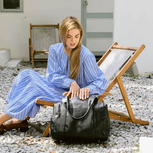 Vista 7 de miss fong Bolsa de pañales, bolsa de bebé, bolsa de pañales de cuero, bolsa de mano para bebé con 9 bolsillos, bolsa grande para mamá con bolso Negro