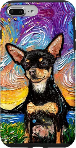 Vista 12 de Negro y bronceado liso Chihuahua Starry Night Dog ilustraciones caso para iPhone 17