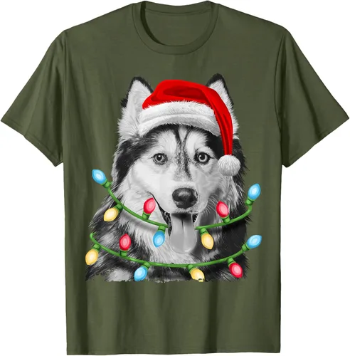 Vista 32 de Camiseta para niños con diseño de hachís siberiano con luces de árbol de Navidad Negro