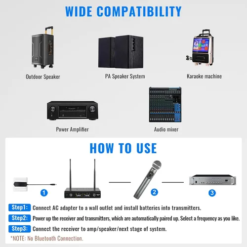 Vista 6 de Phenyx Pro Sistema de micrófono inalámbrico, juego de micrófono inalámbrico de metal con funda, micrófonos dinámicos inalámbricos de mano