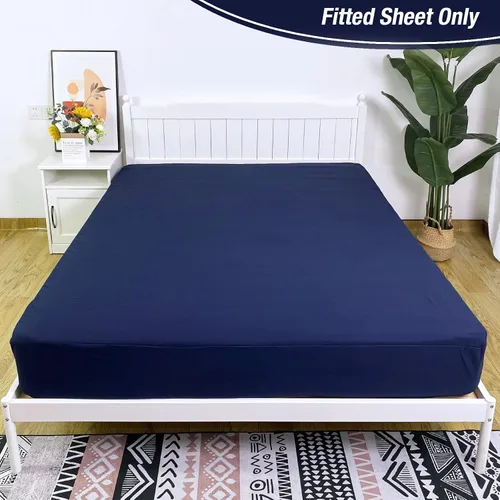 Vista 9 de Bedecor Sábana bajera tamaño Queen que se ajusta cómodamente en su lugar, 1 sábana inferior, de microfibra elástica suave, bolsillo estándar