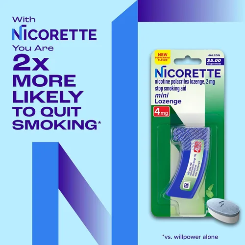 Vista 7 de Nicorette Mini pastillas de nicotina, 4 mg de ayuda para dejar de fumar, sabor a menta, 20 unidades Quit Smoking Aid, Reduces Nicotine Cravings