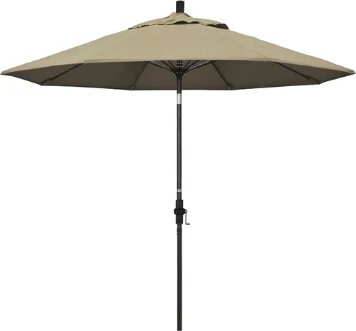 Vista 24 de California Umbrella GSCUF908117-5410 - Sombrilla redonda de 9 pies con poste de aluminio y varillas de fibra de vidrio para patio, 9 pies