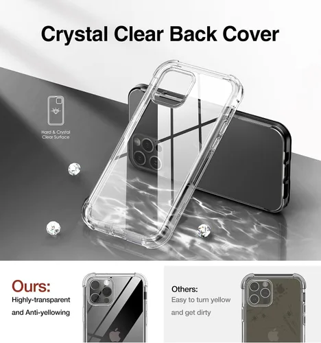 Vista 3 de SURITCH Funda transparente para iPhone 12/iPhone 12 Pro de 6.1 pulgadas, [protector de pantalla integrado] cubierta protectora de cuerpo completo a