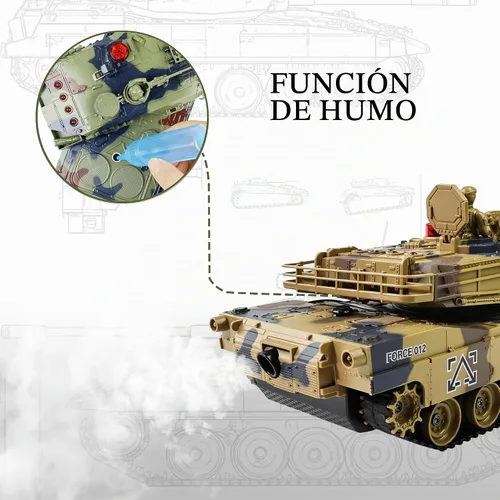 Vista 3 de KAIM Tanque RC 1/24, tanque de control remoto para niños con humo, luces y sonidos, modelo US M1A2 Abrams Army de 2.4 GHz, regalo de juguetes