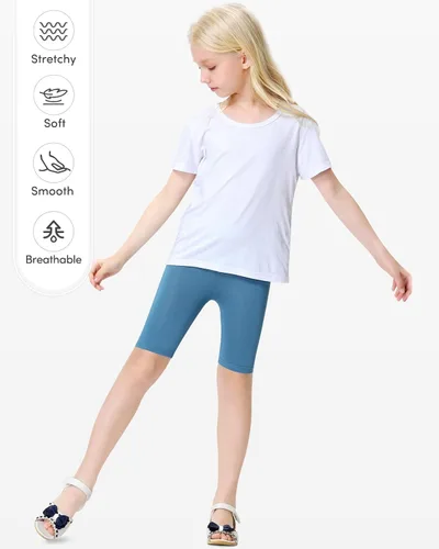 Vista 3 de Domee Girls Shorts Leggings Over-Knee Shorts Pack of 4 Cycling Shorts