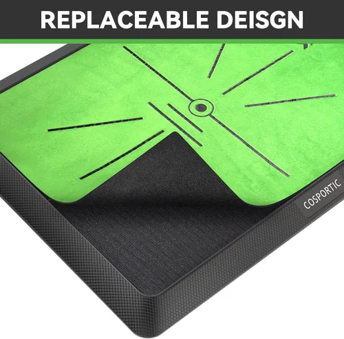 Vista 7 de COSPOPTIC Golf Hitting Mat with Swing Path Feedback, Heavy-Duty Rubber Base Anti-Slip Golf Training Mat, Extra Replaceable Surface, Portable