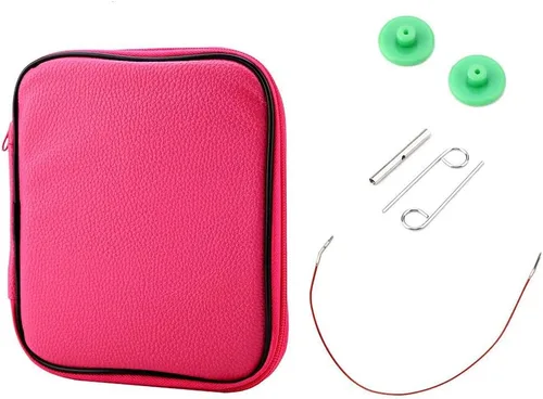 Vista 5 de Juego de agujas de tejer, juego de agujas intercambiables, juego de agujas de tejer circulares de aluminio colorido conjunto de anillos