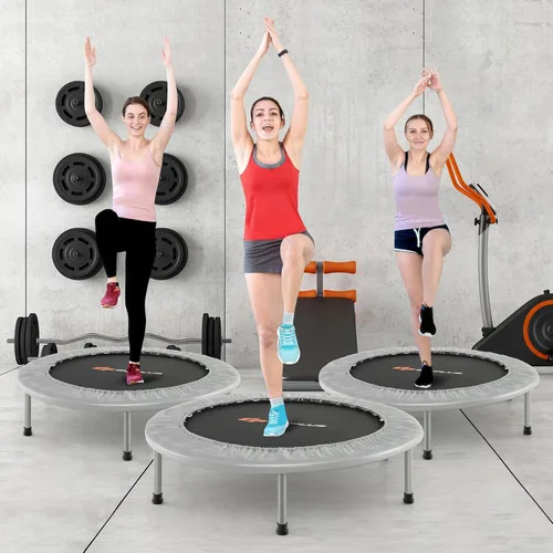 Vista 2 de Goplus Mini trampolín plegable, 36 pulgadas/38 pulgadas, rebotador de fitness plegable para adultos, trampolín de ejercicio portátil