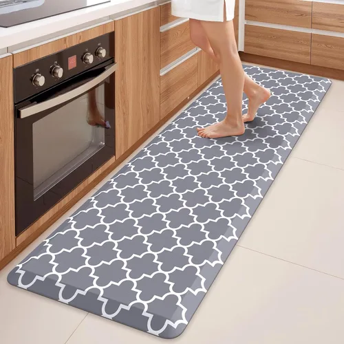 Vista 36 de WISELIFE Tapete de cocina acolchado antifatiga, 17.3 x 28 pulgadas, antideslizante, resistente, de PVC, ergonómico, impermeable, cómodo
