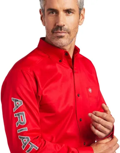 Vista 3 de ARIAT Camisa de sarga ajustada con logotipo del equipo para hombre