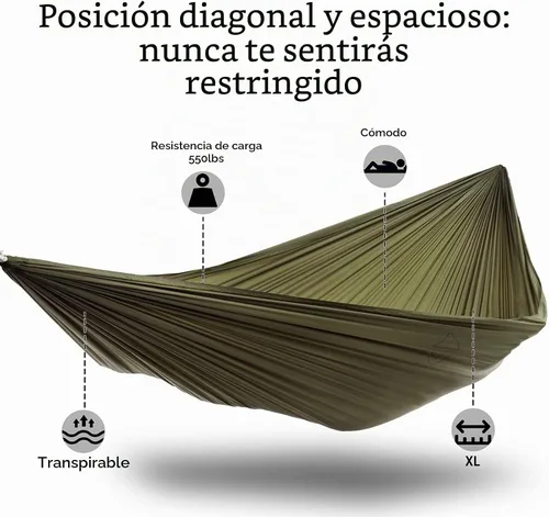 Vista 4 de OneWind Hamaca portátil para acampar de 11 pies con mosquitera, hamaca doble Ridgeline ajustable con correas de árbol de 2 x 12 pies, color marrón