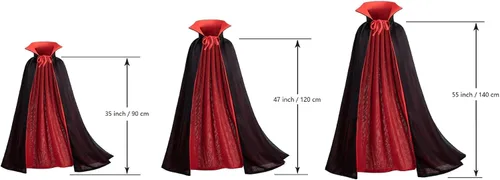 Vista 3 de Vamprie Drácula - Capa para disfraz de Halloween, capa larga reversible con cuello alto y accesorios Capa con máscara blanca