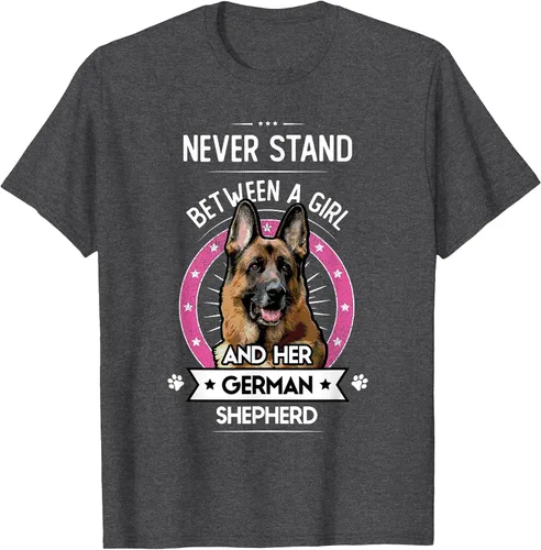 Vista 51 de Never Stand Between A Girl and Her German Shepherd T-Shirt Asphalt Grey