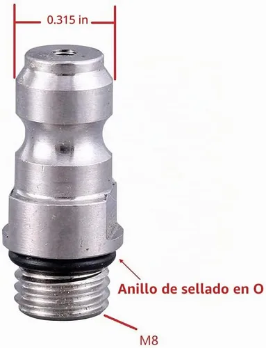 Vista 2 de Adaptador universal de enchufe de desconexión rápida de acero inoxidable M8x1 rosca macho PCP Paintball accesorios de carga con junta tórica