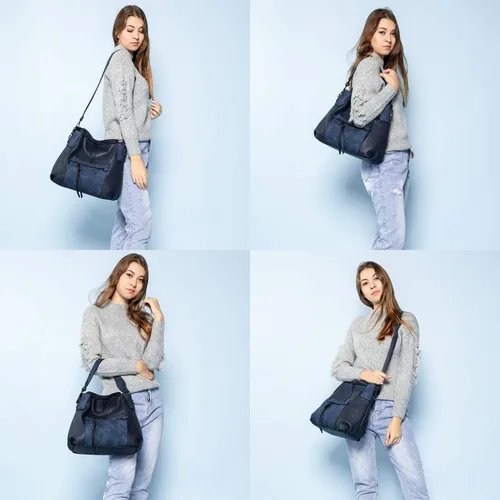 Vista 2 de Realer - Bolsa hobo para mujer, grande, cruzada, al hombro