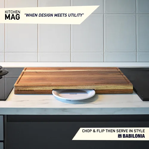 Vista 2 de Tabla de cortar de madera de acacia para cocina, 15.7 x 10.2 pulgadas (extra gruesa de 1.6 pulgadas) Tabla de cortar de madera para carne, queso