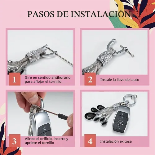 Vista 7 de Bling Crystal - Llavero de diamantes de imitación para mujer, llavero de moda 2 negro