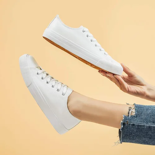 Vista 5 de Zapatos de lona para mujer, zapatos de tenis blancos, zapatos casuales sin cordones, bordados florales, Blanco