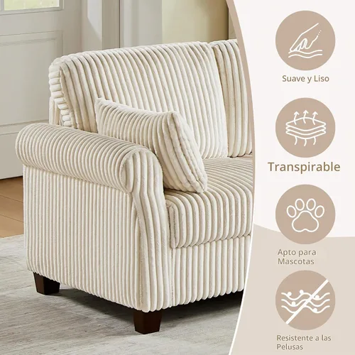 Vista 5 de Sofá modular modular en forma de V de 90.6 pulgadas, sofás esquineros de pana con otomana de almacenamiento, sofá grande tapizado de 6 asientos