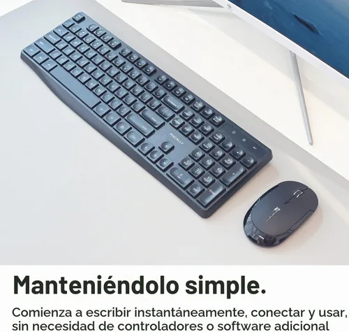 Vista 7 de Macally Teclado inalámbrico - Teclado ergonómico de tamaño completo de 2.4 G inalámbrico con teclado numérico y 13 teclas de acceso directo