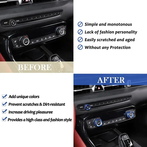 Vista 2 de Daeiclru Cubierta de perilla de volumen y aire acondicionado compatible con Toyota Supra GR A90 A91 MK5 2018-2022, cubierta de botón de volumen