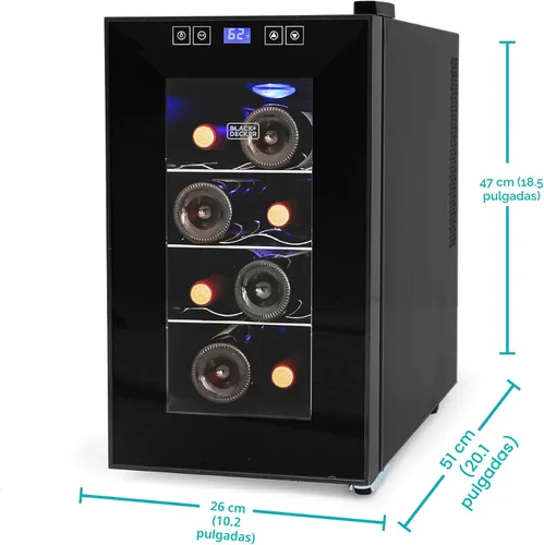 Vista 8 de BLACK+DECKER BD60026 Bodega con pantalla LED (capacidad de 8 botellas) Countertop Mini Fridge with Triple Pane Clear Glass Door, Bar Cabinet with