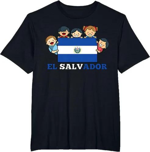 Vista 41 de Camiseta salvadoreña del Mes de la Herencia Hispana con la bandera de El Salvador para niños, Negro