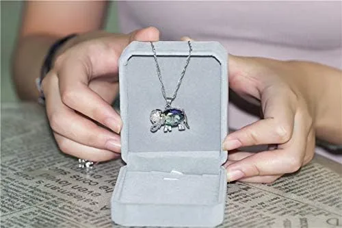 Vista 3 de Uloveido Collar colgante de elefante de la suerte de topacio místico arco iris regalos día N1154