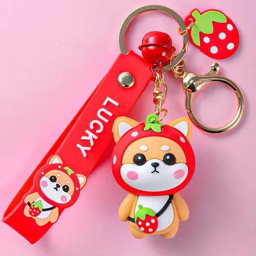 Vista 2 de Fuqimanman2020 Lindo llavero de anime Kawaii Shiba Inu colgante de animal llavero regalo de Año Nuevo para mujeres, hombres, niñas y niños